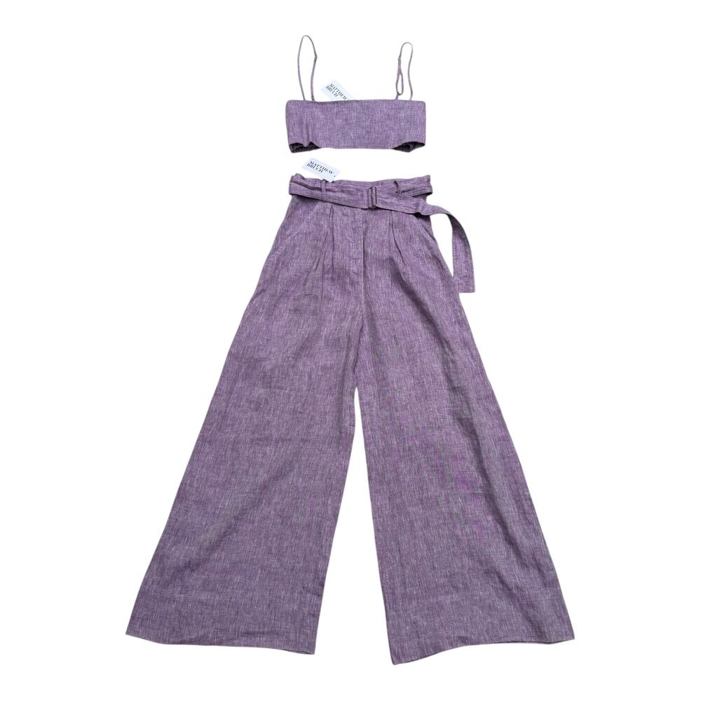 NWT Matthew Bruch Linen Wide Leg Pant and Structured Bandeau Crop Top - Picture 4 of 16